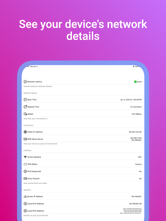Network Check iPad  Screenshots