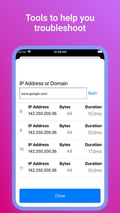 Network Check Screenshots