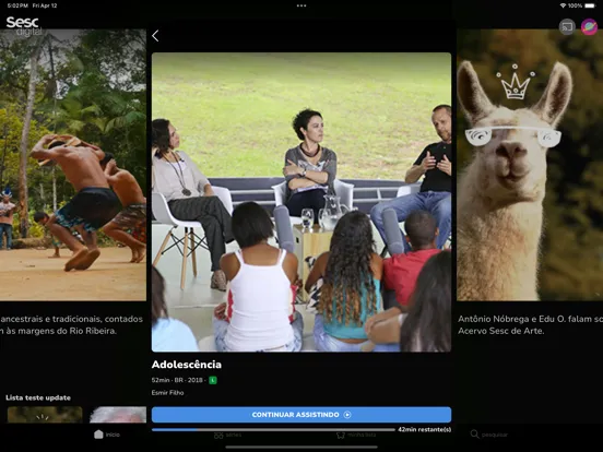 Tangkapan layar Sesc Digital iPad 