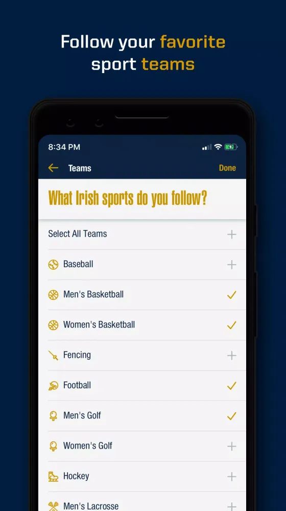 Fighting Irish Mobile Screenshots