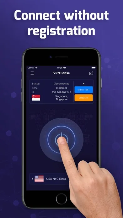 Captures d'écran de VPN Sense