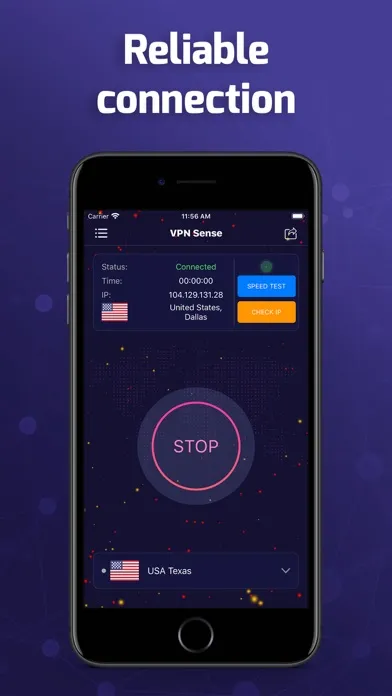 Captures d'écran de VPN Sense