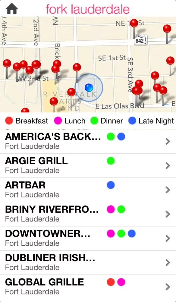Capturas de tela do Fork Lauderdale Dining App