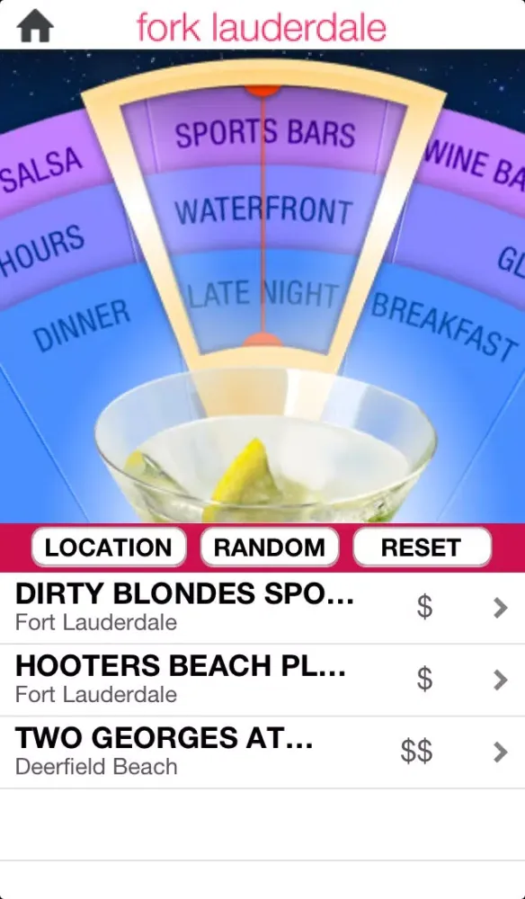 Capturas de tela do Fork Lauderdale Dining App