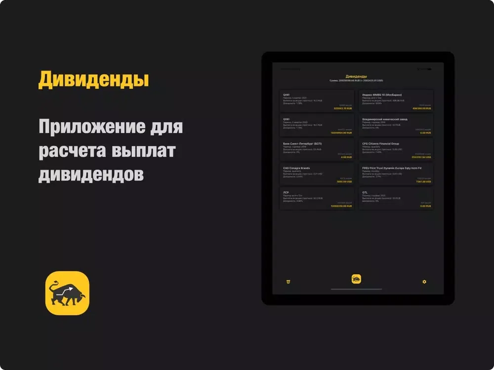 Скриншоты Дивиденды iPad 