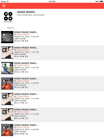 Captures d'écran de GOGO Music iPad 