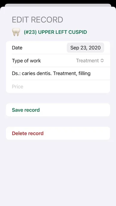Capturas de tela do Simple Dental Logbook