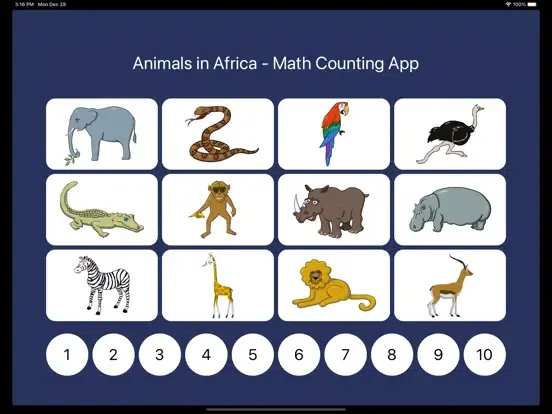 Animals in Africa - Math App iPad 應用截圖