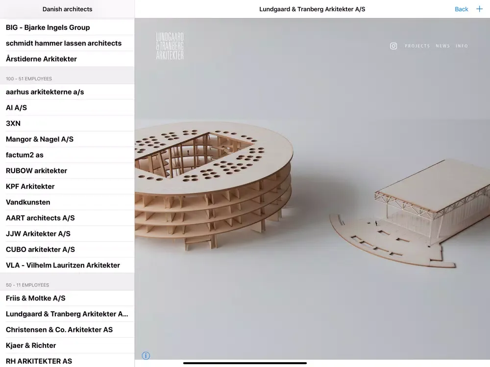 Скриншоты Danish architects iPad 