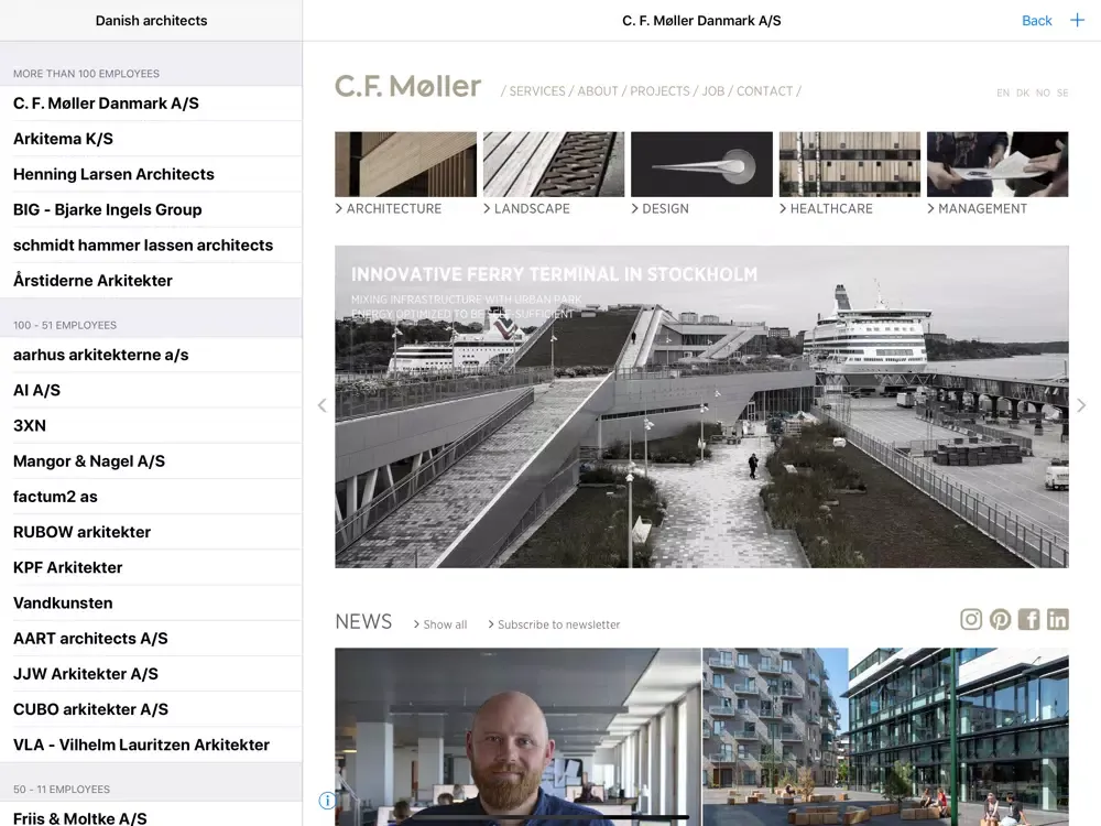 Скриншоты Danish architects iPad 