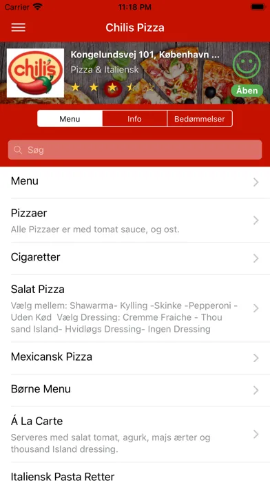 Screenshot di Chilis Pizza