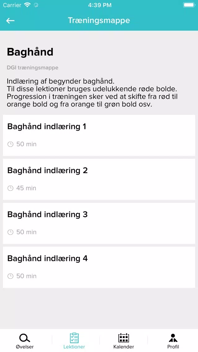 Ảnh chụp màn hình của DGI Trænerguiden