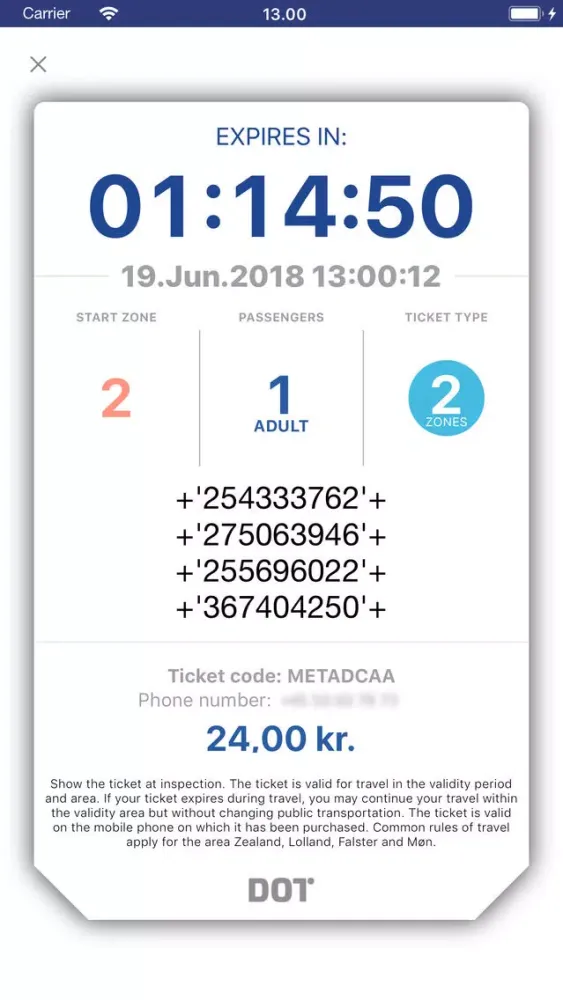 Ảnh chụp màn hình của DOT Mobilbilletter