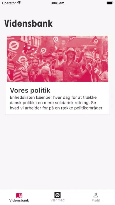 Tangkapan layar Vær med - Enhedslistens app