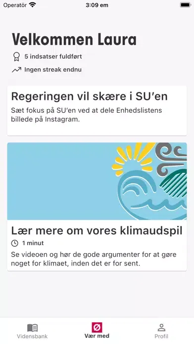 Tangkapan layar Vær med - Enhedslistens app