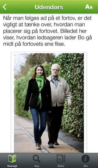Capturas de pantalla de Ledsageteknik – sådan følges man ad, når den ene har et synshandicap