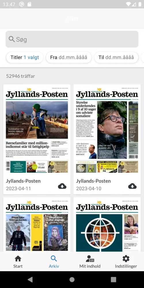 Zrzuty ekranu Jyllands-Posten E-avis