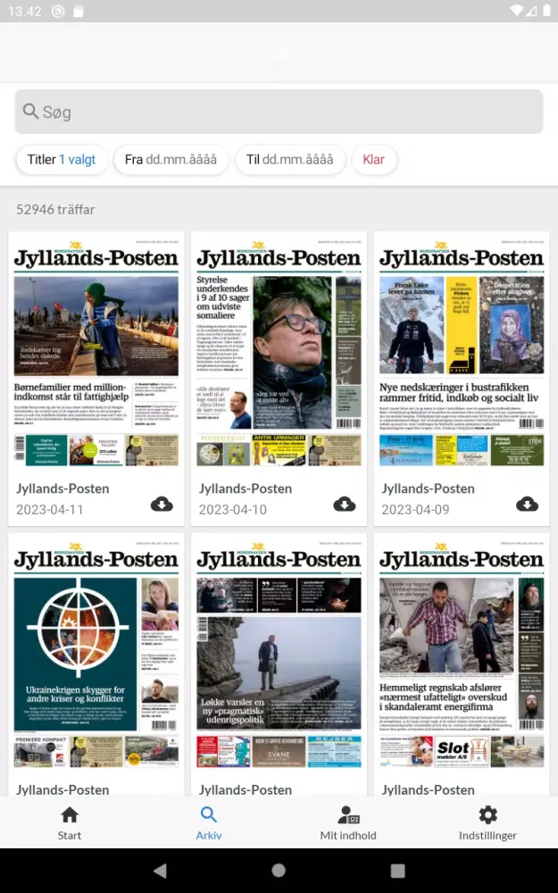 Zrzuty ekranu Jyllands-Posten E-avis