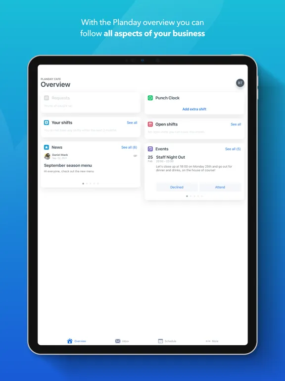 Zrzuty ekranu Planday Employee Scheduling iPad 
