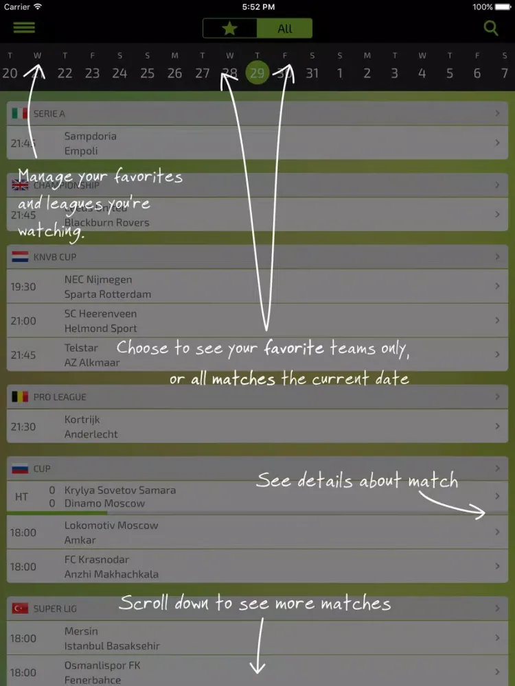 LIVEGOALS - Football live score, results, teams and leagues iPad  سکرین شاٹس