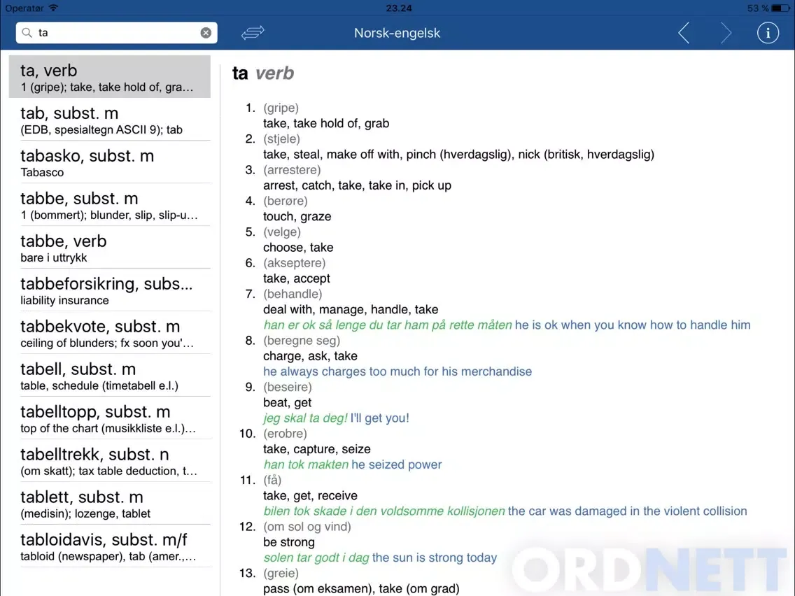 Captures d'écran de Ordnett - English Blue Dictionary iPad 