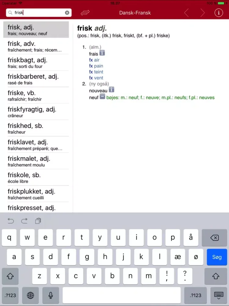 Gyldendal's French Danish Dictionary - Medium iPad Screenshots