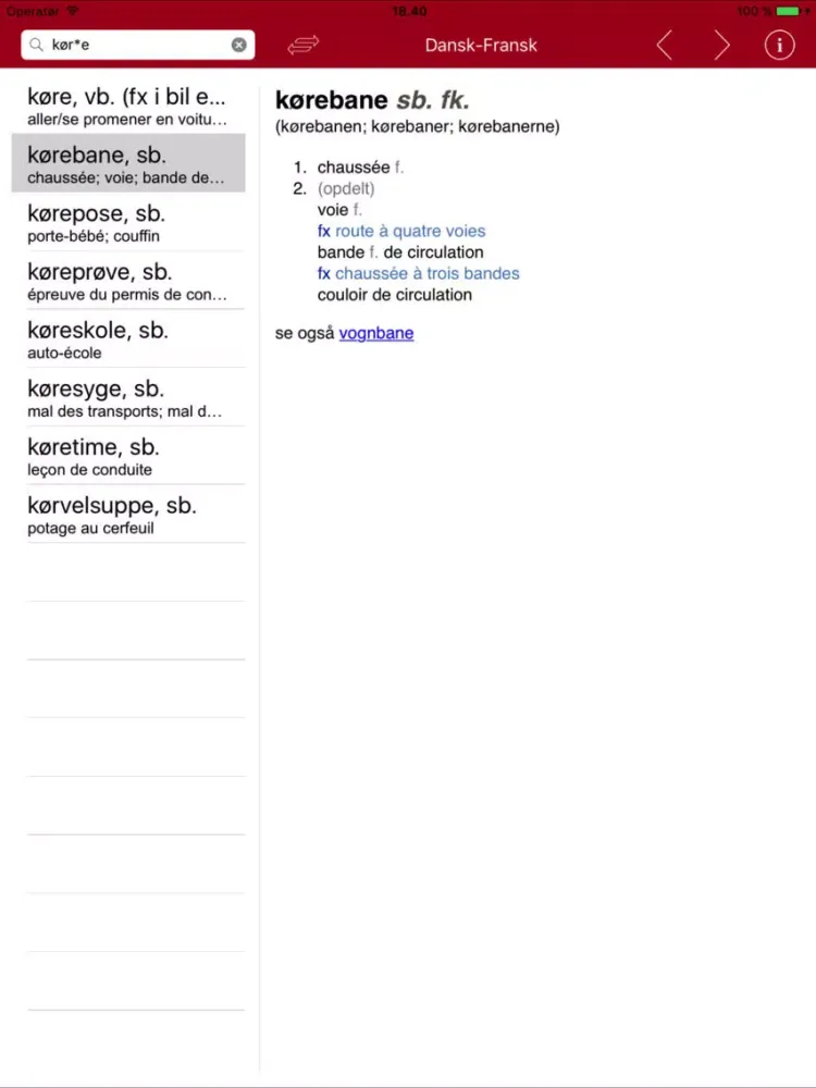 Gyldendal's French Danish Dictionary - Medium iPad Screenshots
