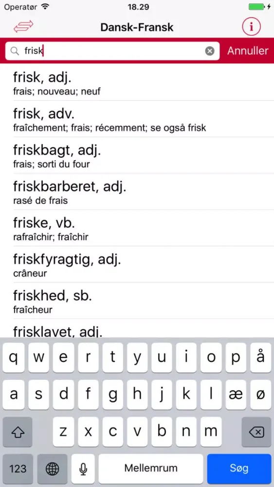 Gyldendal's French Danish Dictionary - Medium Screenshots
