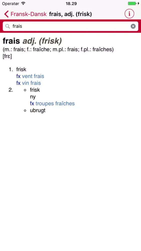 Gyldendal's French Danish Dictionary - Medium Screenshots