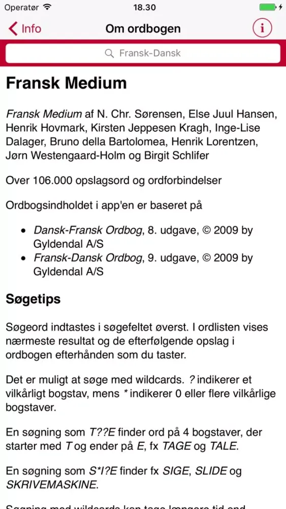 Gyldendal's French Danish Dictionary - Medium Screenshots