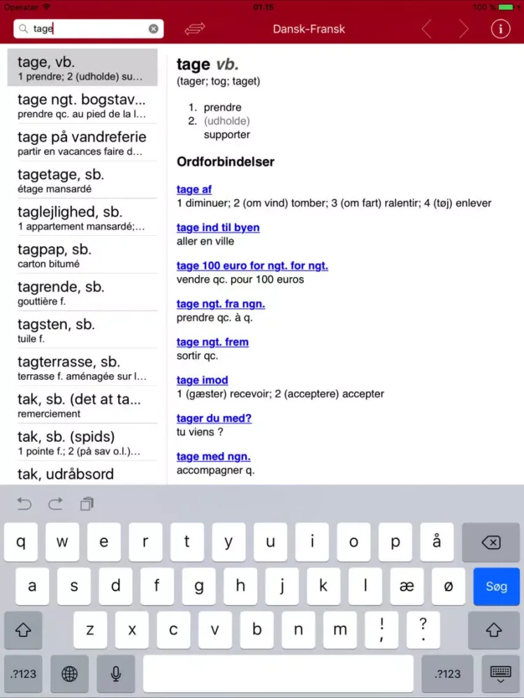 Gyldendal's French Danish Dictionary - Mini iPad  Ekran Görüntüleri