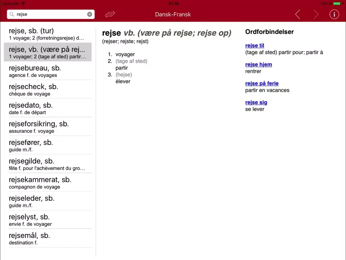 Gyldendal's French Danish Dictionary - Mini iPad  Ekran Görüntüleri