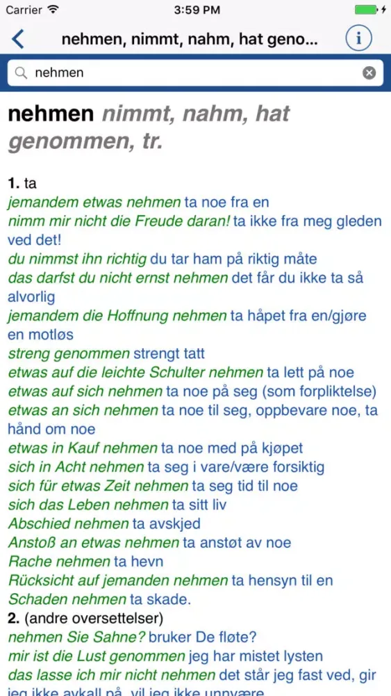 Zrzuty ekranu Ordnett - German Blue Dictionary