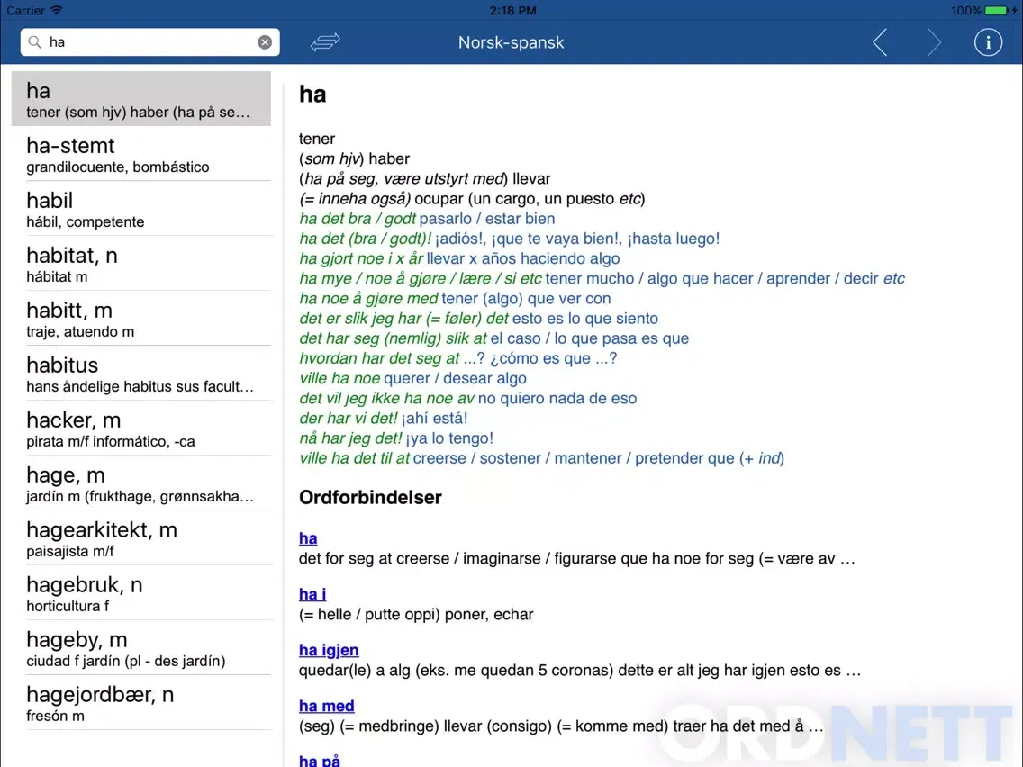 Capturas de pantalla de Ordnett - Spanish Blue Dictionary iPad 