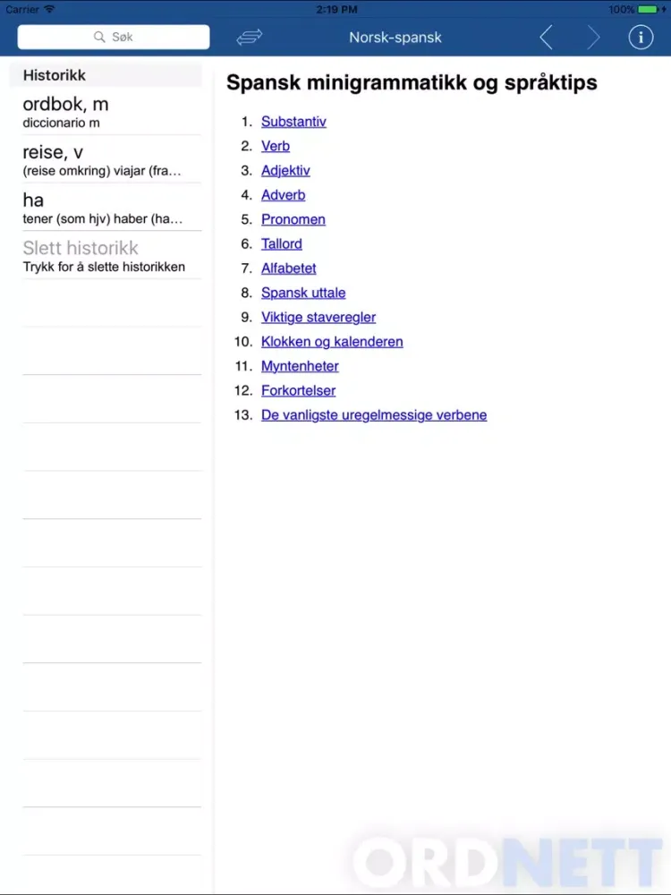 Capturas de pantalla de Ordnett - Spanish Blue Dictionary iPad 
