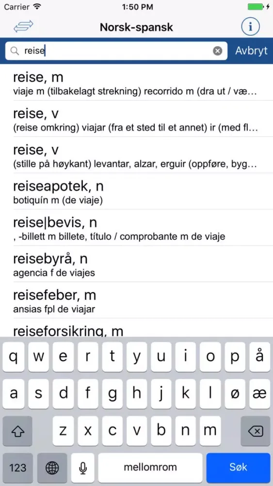 Capturas de pantalla de Ordnett - Spanish Blue Dictionary