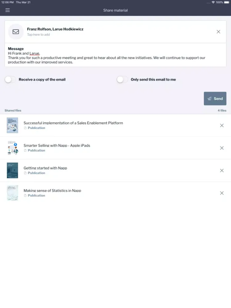 Скриншоты Napp Sales Enablement iPad 