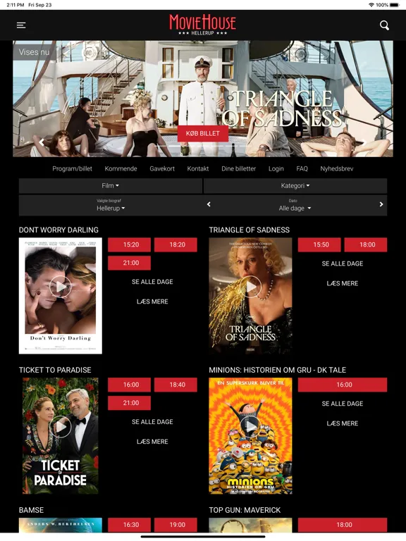 Capturas de tela do MovieHouse Hellerup iPad 