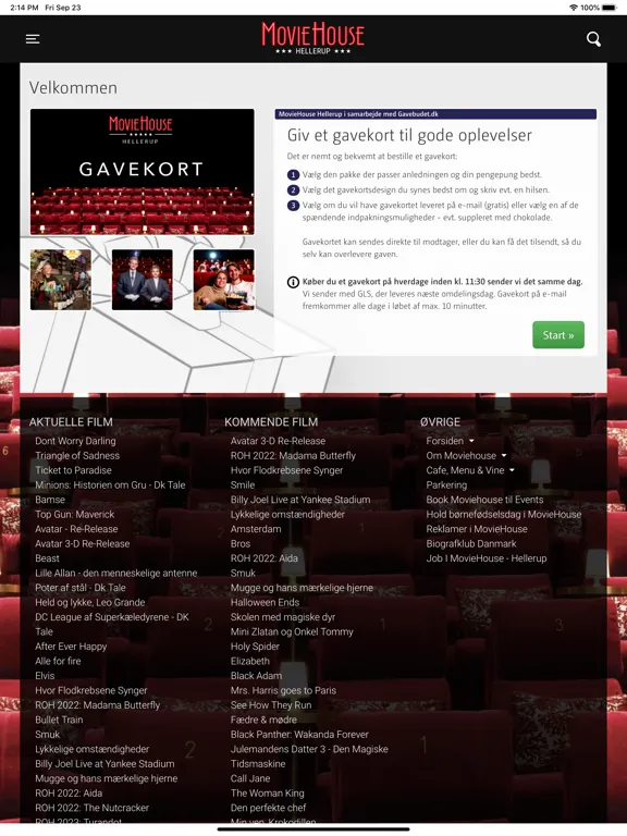 Capturas de tela do MovieHouse Hellerup iPad 