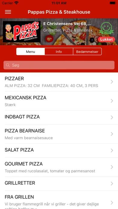 Capturas de tela do Pappas Pizza & Steakhouse