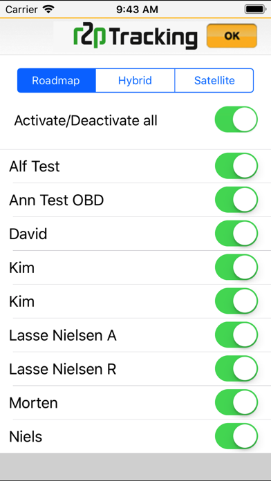 Zrzuty ekranu R2P Tracking Mobile
