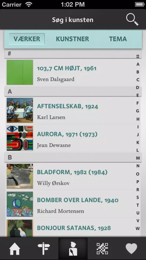 Tangkapan skrin KUNSTENs officielle app