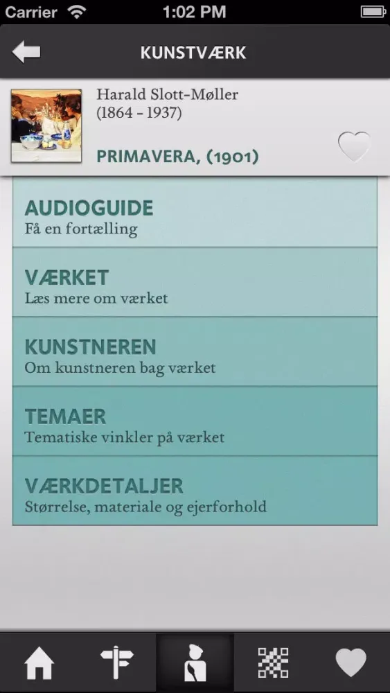 Tangkapan skrin KUNSTENs officielle app