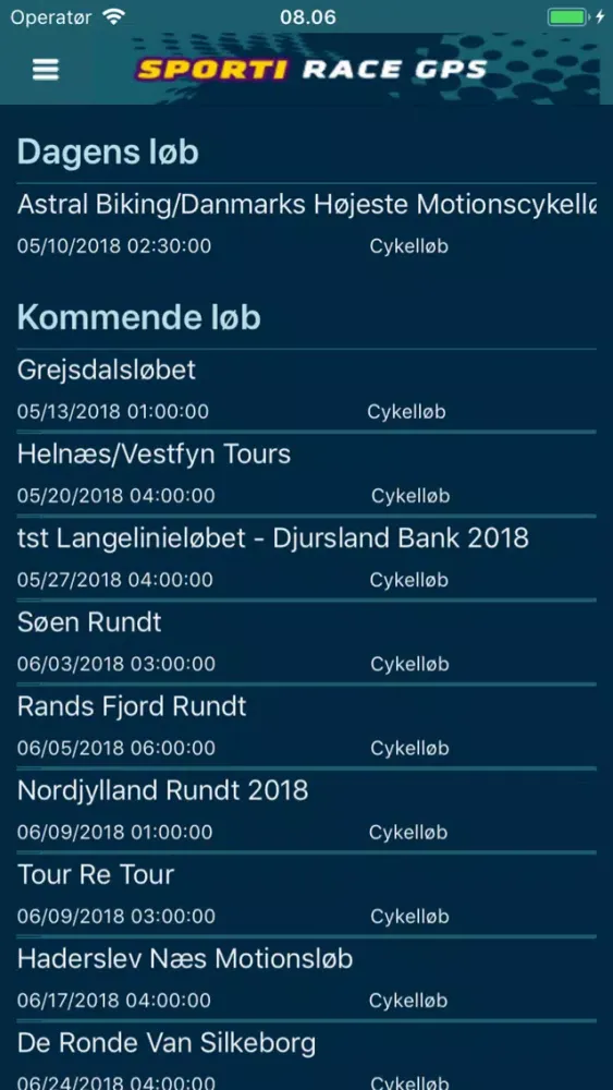 Tangkapan layar SPORTI Race GPS