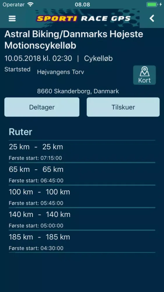 Tangkapan layar SPORTI Race GPS
