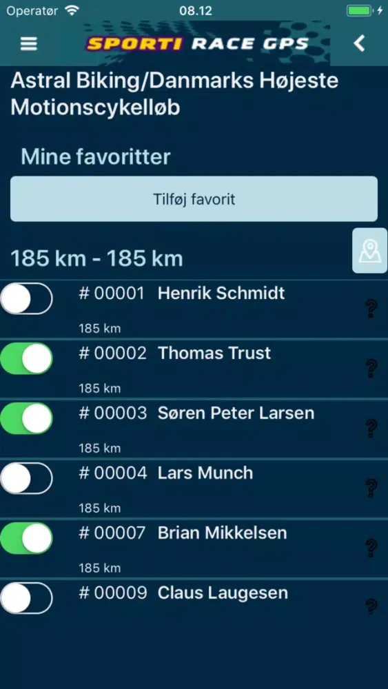 Tangkapan layar SPORTI Race GPS