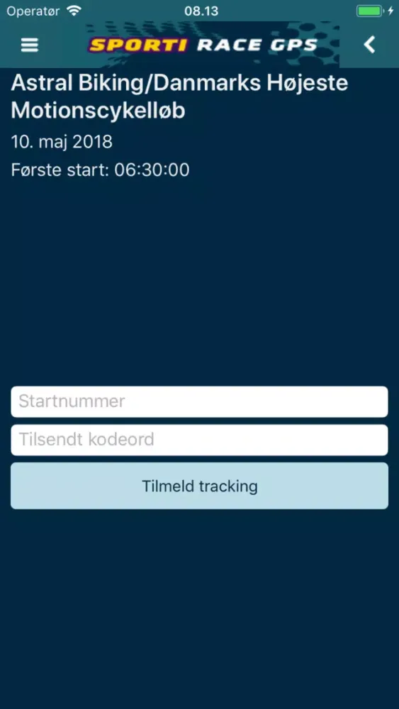 Tangkapan layar SPORTI Race GPS