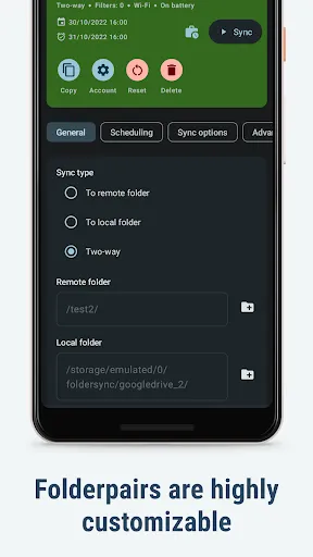 Captures d'écran de FolderSync Pro