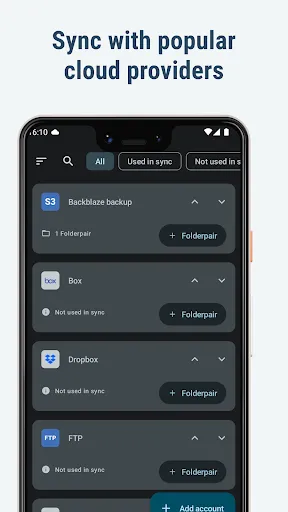 Captures d'écran de FolderSync Pro