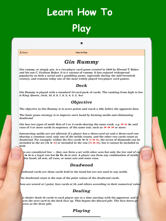Cards Gin Rummy iPad  Screenshots